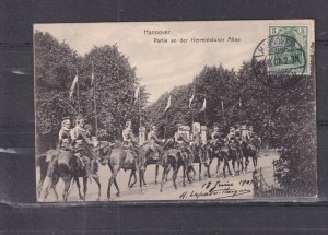 GERMANY, HANOVER, LARGE GROUP OF SOLDIERS ON HORSEBACK,  1907 ppc. to Bordeaux