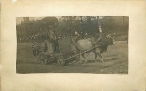 Cart Zebra C-1910 Circus Parade RPPC Photo Postcard 20-3121