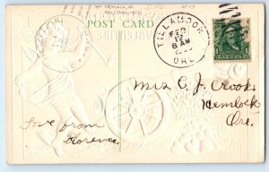 Valentine Angel Cannon Hearts Airbrushed Hemlock OR DPO (1906-1921) Postcard