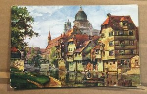 VINTAGE UNUSED POSTCARD  -  NUREMBERG, BAVARIA, GERMANY - CREASED LOWER RIGHT