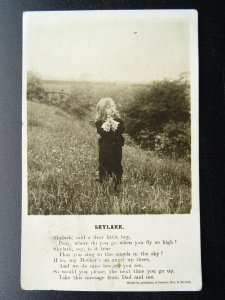 Verse SKYLARK - said the little boy, Pray.... c1904 Postcard by Jas Bamforth Ltd