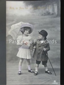 c1912 RP Little Boy & Girl Arm in Arm Let Us Go Thro Life by A Stiebel: 3384/3