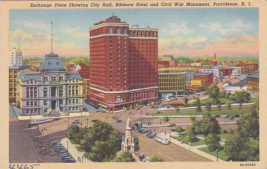 Rhode Island Providence Exchange Place Showing City Hall Biltmore Hotel And C...