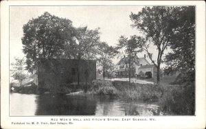 East Sebago Maine Fitch's Store Men's Hall c1900-20s Vintage Postcard