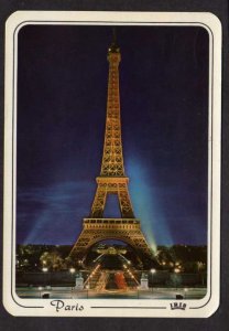 France Night View of Eiffel Tower Paris Carte Postale Postcard