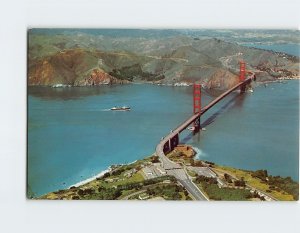 Postcard Aerial view of Golden Gate Bridge, San Francisco, California