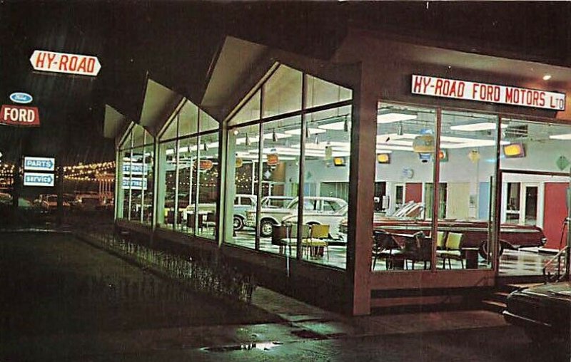 Montreal Quebec Hy-Road Ford Dealership Postcard 