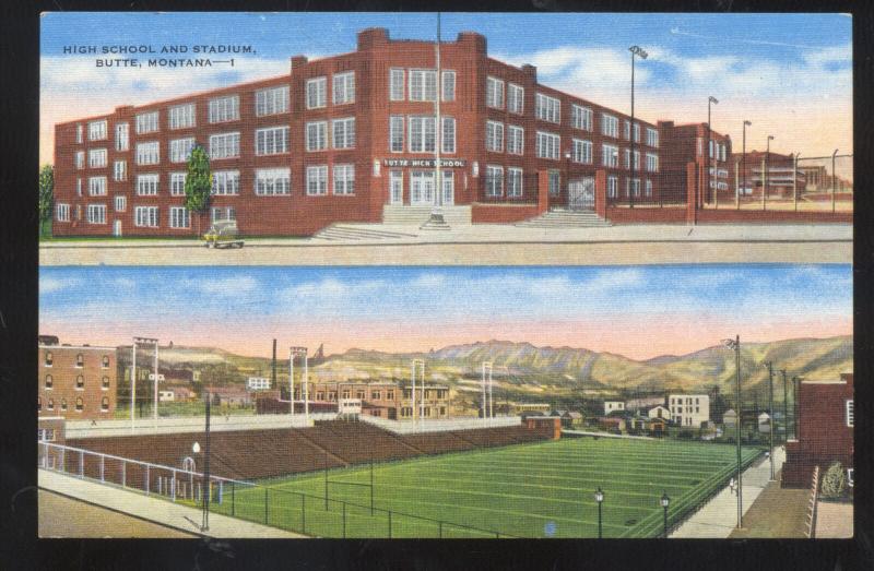 BUTTE MONTANA HIGH SCHOOL FOOTBALL STADIUM VINTAGE POSTCARD