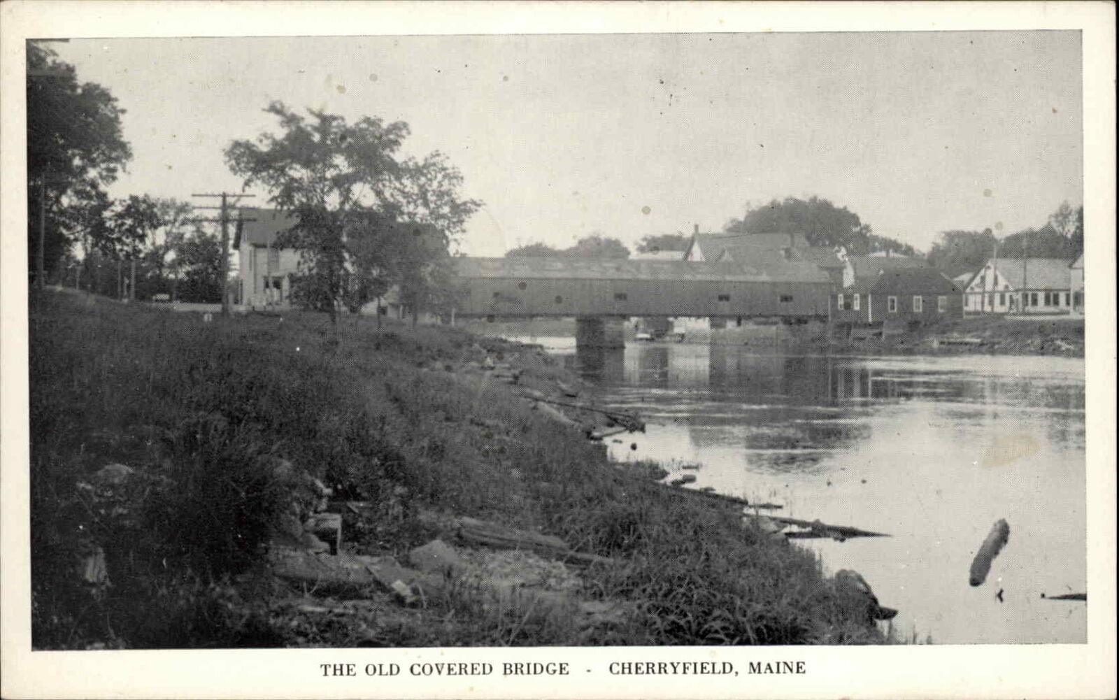 Cherryfield Maine ME Covered Bridge Vintage Postcard United States