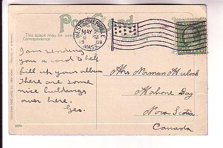 Old State House, Boston Massachusetts, Used Flag Cancel 1909
