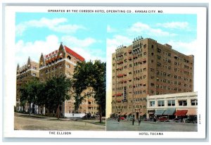 c1940s The Ellison Hotel Tocama Exterior Kansas City Missouri MO Trees Postcard