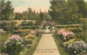 Postcard 1935 Connecticut New Canaan Collinwood Sunken Garden 23-13415