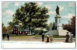 Providence Rhode Island Postcard Betsy Williams Cottage & Roger Statue c1910's