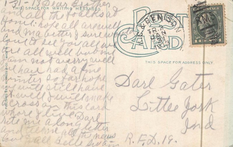 NORTH MAIN STREET PAST & PRESENT MUSKOGEE OKLAHOMA POSTCARD 1913