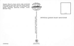 Queen Mary's clean white side contrasts Long Beach CA