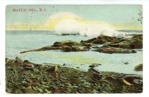RI - Watch Hill. Breaking Surf ca 1907