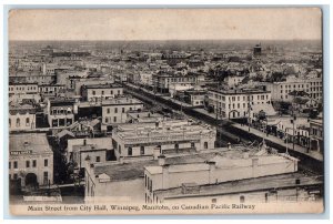 Winnipeg Manitoba Canada Postcard Main Street City Hall Pacific Railway c1910