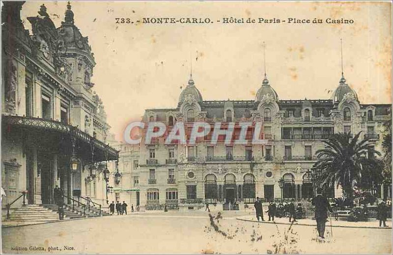 Old Postcard MONTE CARLO - Hotel de Paris - Place du Casino