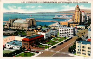 Long Beach, California - Overlooking Ocean Avenue, showing Auditorium - c1940