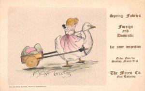 Easter Greetings Moren Tailoring Fabric Advertising Clothing Postcard AA69316