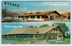WICHITA, Kansas KS  Roadside BROWN'S GRILL East & West c1960s  Postcard