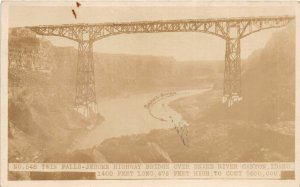 G99/ Twin Falls Snake River Canyon Idaho RPPC Postcard c1910 Bridge