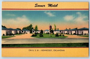 Hennessey Oklahoma Postcard Sooner Motel Exterior building c1940 Vintage Antique
