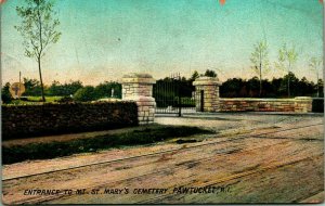 Entrance to St Mary Cemetery Pawtucket RI Rhode Island UNP DB Postcard A3