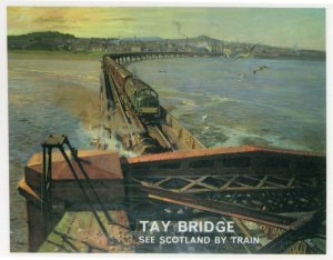 Tay Bridge See Scotland By Train Old Advertising Poster Postcard