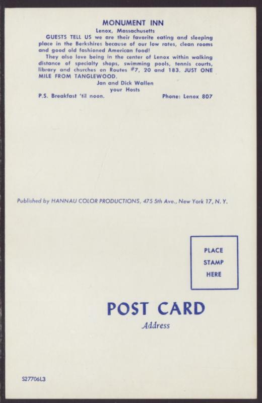 Monument Inn,Lenox,MA