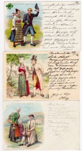 SWEDEN 11 Litho postcards Folklore 1900, RARE set! (L3124)