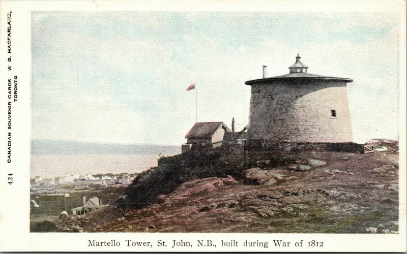 Vtg Martello Tower St John New Brunswick NB Canada Postcard