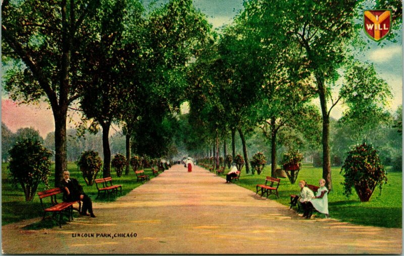 Vtg Postcard Chicago Illinois Lincoln Park Pathway Unused