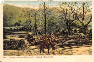 Cow Pulling Carriage Catskill Mountains Drawn Animals Unused 