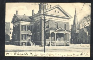 RPPC CORTLAND NEW YORK RESIDENCE STREET SCENE VINTAGE NY REAL PHOTO POSTCARD