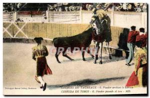 Old Postcard Bullfight Bullfight Picador bull ADOPTING