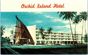 1960s Orchid Island Hotel Hilo Hawaii Palm Trees Postcard