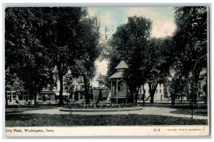 1911 View Of City Park Pavilion Washington Iowa IA Posted Antique Postcard