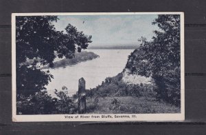 ILLINOIS, SAVANNA, VIEW OF RIVER FROM BLUFFS, c1930 ppc., unused.