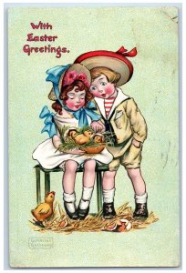 1908 Easter Greetings Children Hatched Eggs Chicks Tucks Kansas City MO Postcard