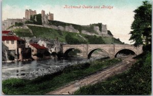 Richmond Castle And Bridge From The River England Postcard
