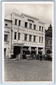 Litomysl Pardubice Czech Republic Postcard Hotel Slezak c1920's RPPC Photo