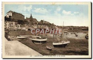 Old Postcard Granville L & # 39Avant Harbor And The Quays Boat