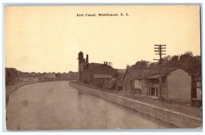 1917 Erie Canal Scenic Water View Stone Dust Middleport New York NY Postcard