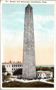 Bunker Hill Monument Charlestown Massachusetts MA WB Postcard VTG UNP Unused 