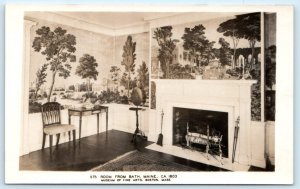 RPPC BATH, Maine ME ~ Interior MUSEUM of FINE ARTS Fireplace  Postcard