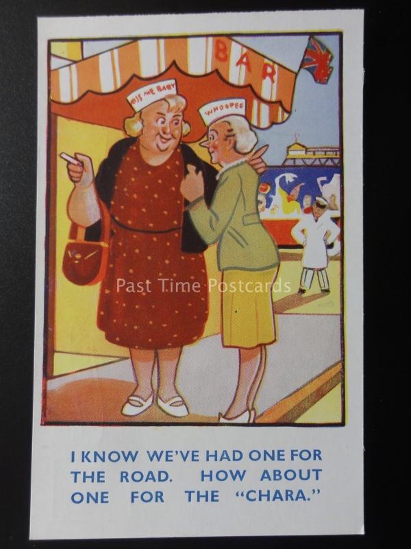Seaside Bar Theme TWO WOMEN - ONE FOR THE ROAD Old Comic PC by W. Foster No.45