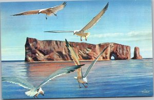 Postcard Canada Quebec Perce Rock artist rendition F. D'Hey