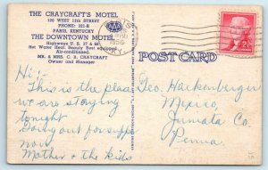 PARIS, Kentucky KY ~ Roadside CRAYCRAFTS MOTEL 1956 Linen Postcard