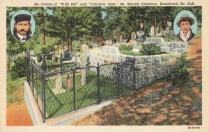 Postcard Tombs Wild Bill Calamity Jan Mount Moriah Cemetery Deadwood SD